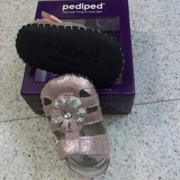 NWB PEDIPED Infant sandal soft soled leather 1739 EMME PINK summer flower - Picture 6 of 6